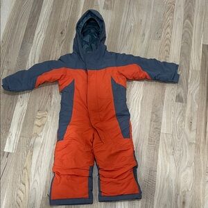 L.L. Bean Orange and Gray Hooded Snowsuit